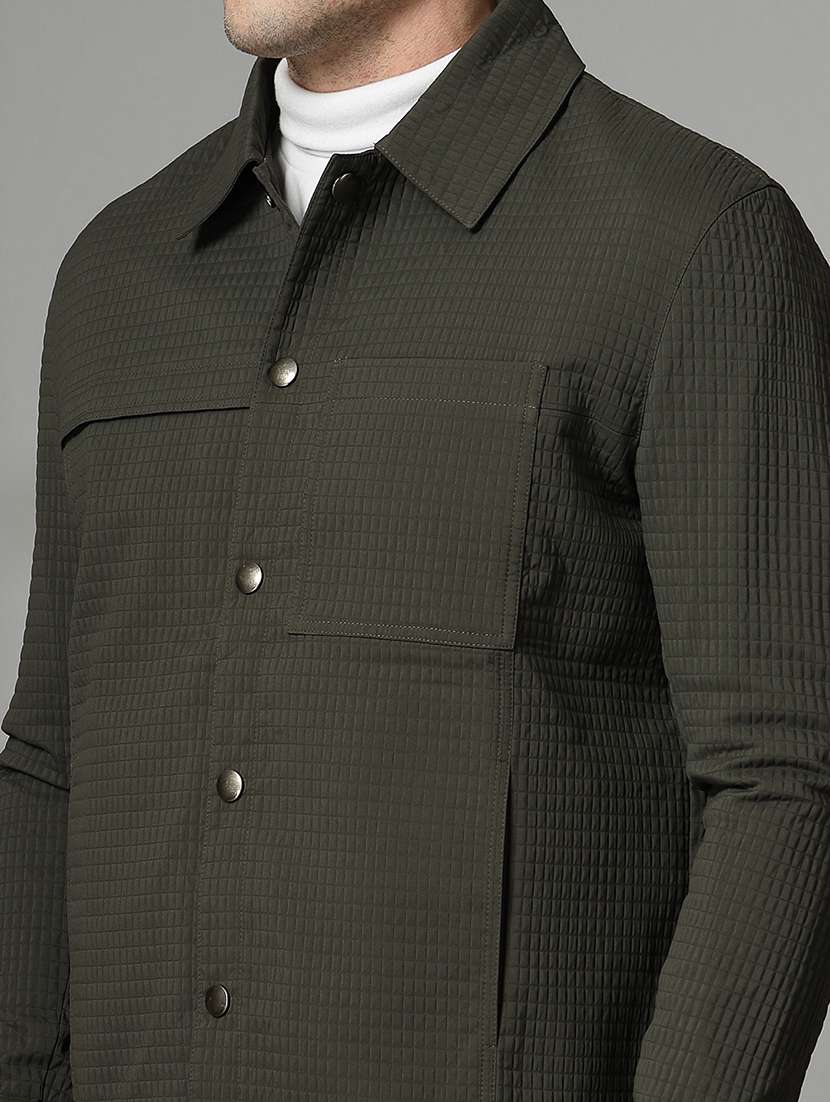 men solid collared long sleeves casual jacket - 21673691 -  Standard Image - 6