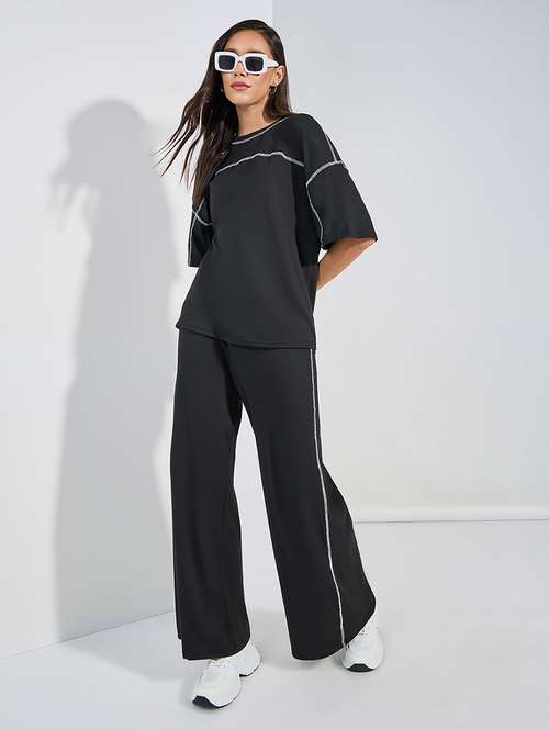 women solid active wear co-ord set