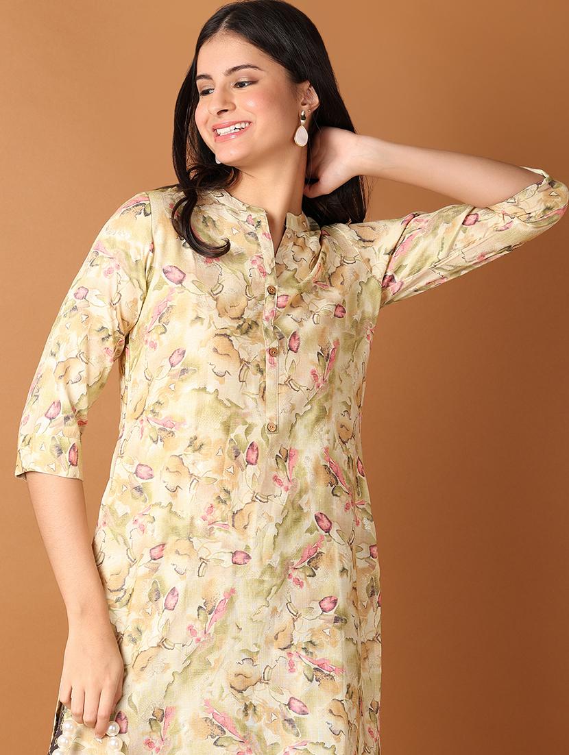 women printed three quarter sleeve straight kurta - 21673916 - Standard Image - 4