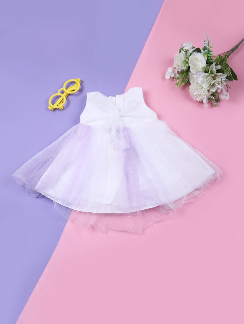 girls white solid round neck frock - 21673932 -  Standard Image - 1