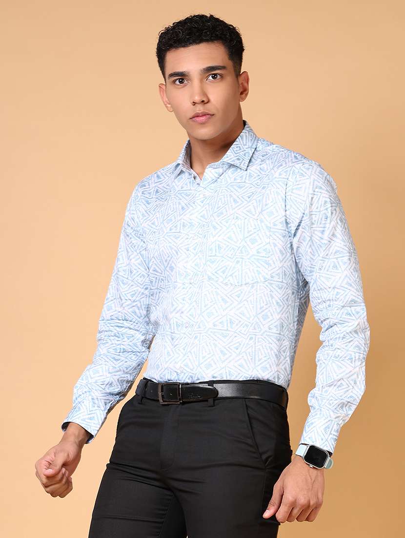 men printed long sleeve formal shirt - 21673977 -  Standard Image - 1