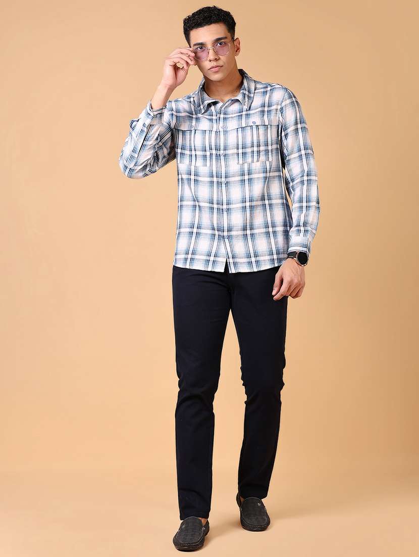 men solid mid rise flat front casual trouser - 21673989 -  Standard Image - 4