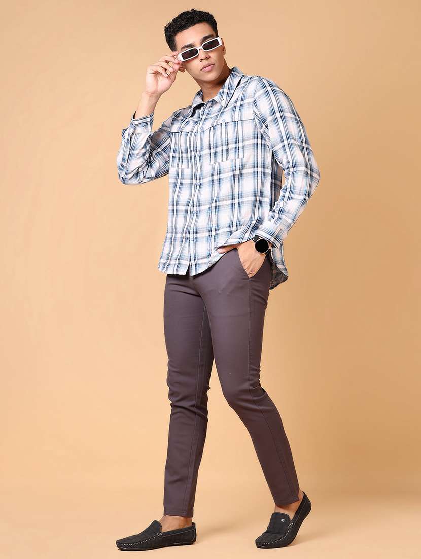 men solid mid rise flat front casual trouser - 21673990 -  Standard Image - 4