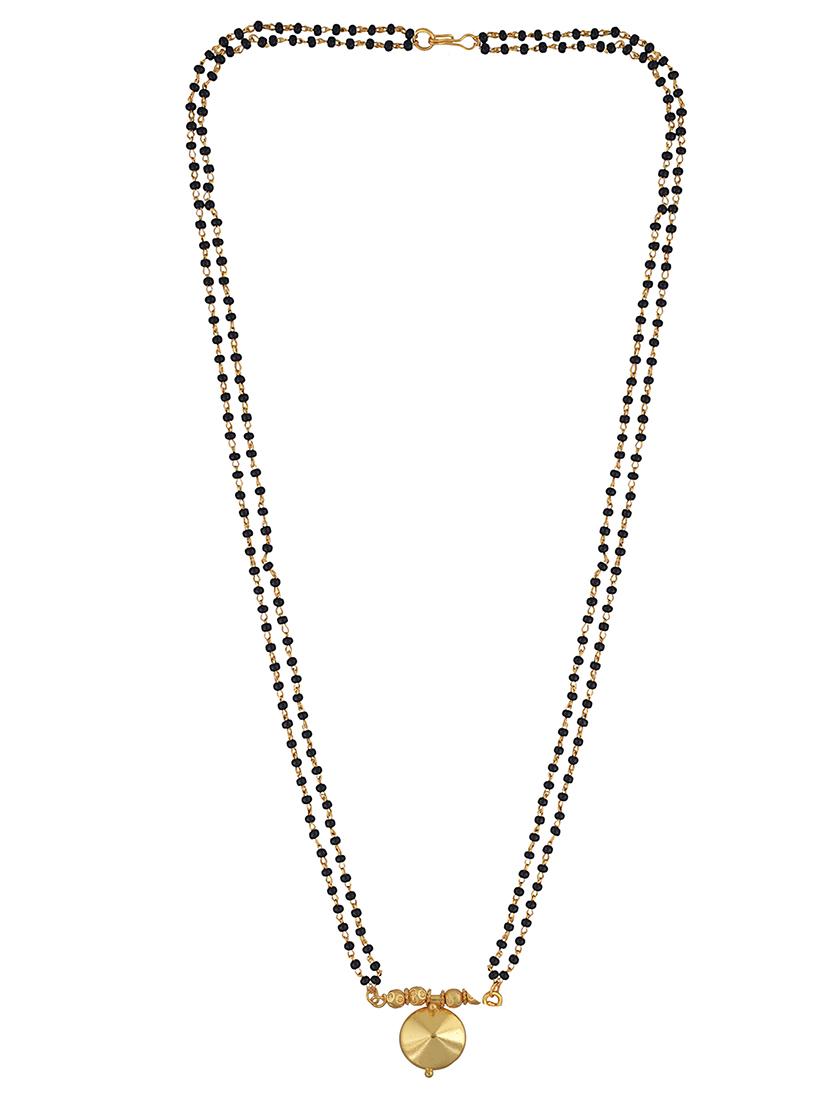 elegant black beaded mangalsutra with gold pendant - 21674019 - Standard Image - 1