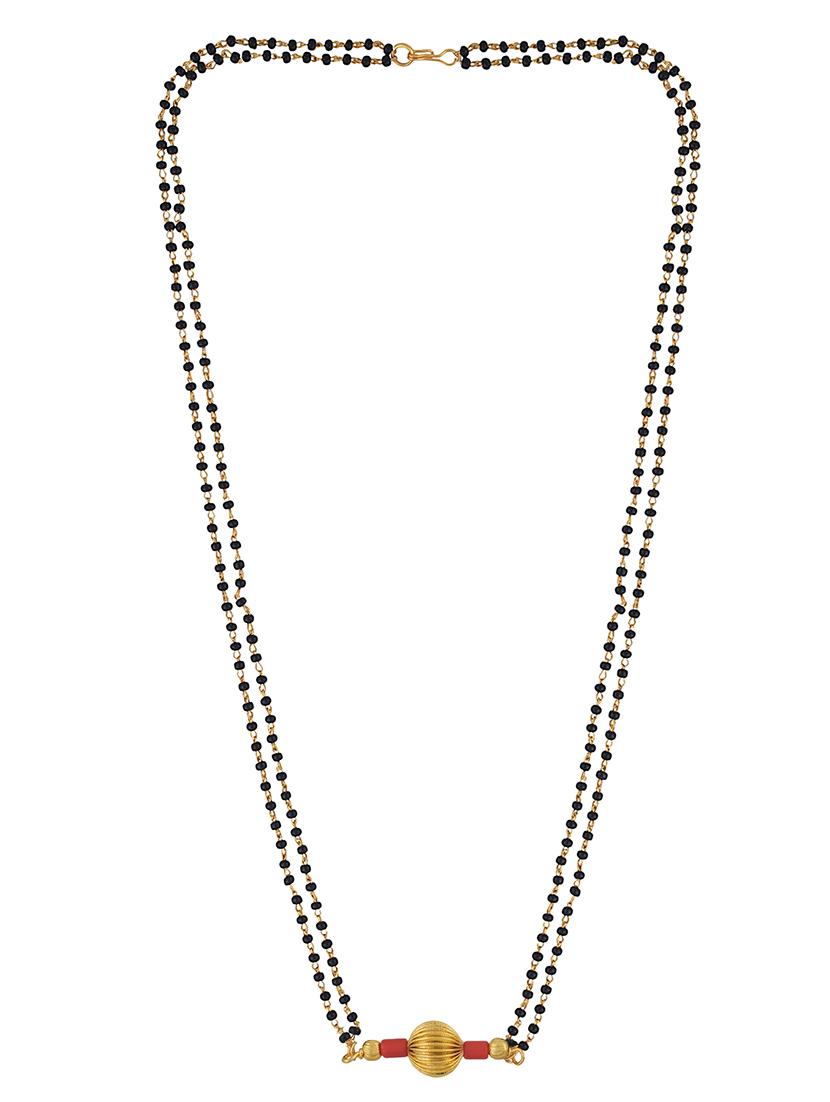 elegant black beaded mangalsutra with gold pendant - 21674020 - Standard Image - 1