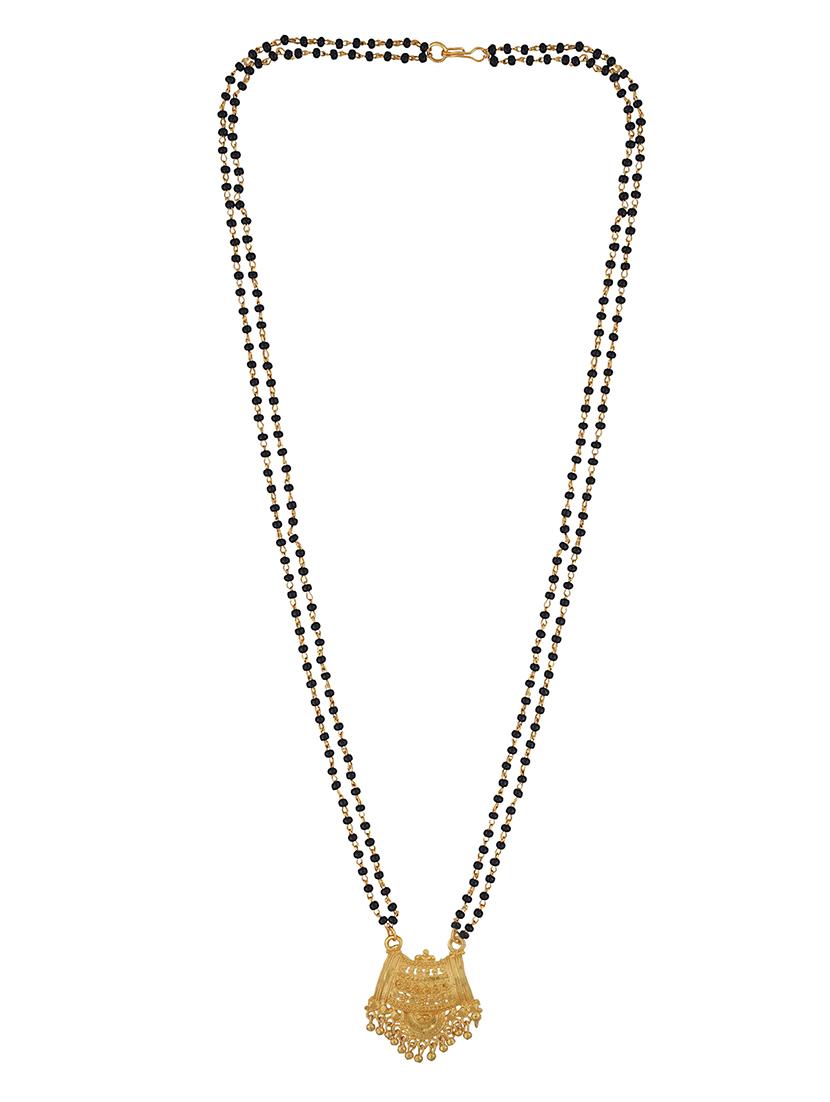 elegant black beaded mangalsutra with gold pendant - 21674021 - Standard Image - 1