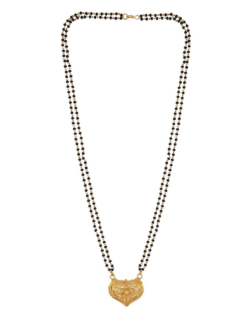 elegant black beaded mangalsutra with gold pendant - 21674022 -  Standard Image - 1