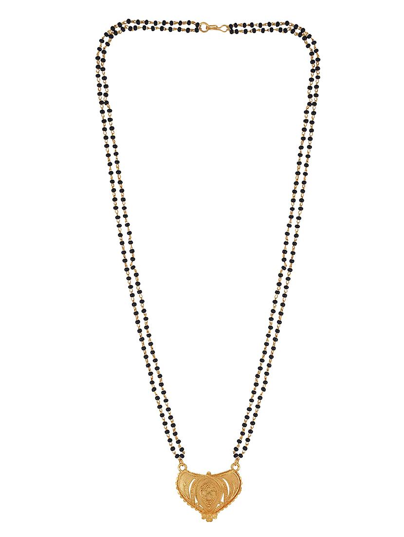 elegant black beaded mangalsutra with gold pendant - 21674023 - Standard Image - 1