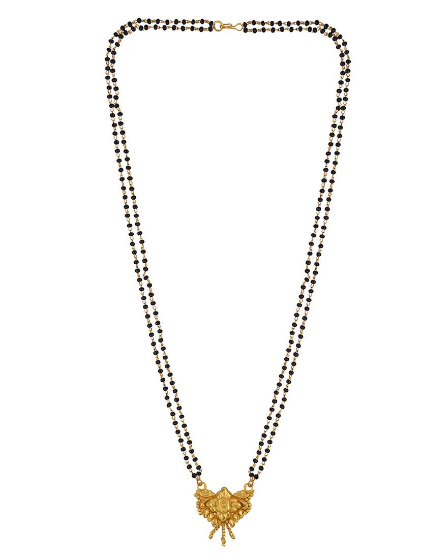 elegant black beaded mangalsutra with gold pendant - 21674024 -  Standard Image - 1
