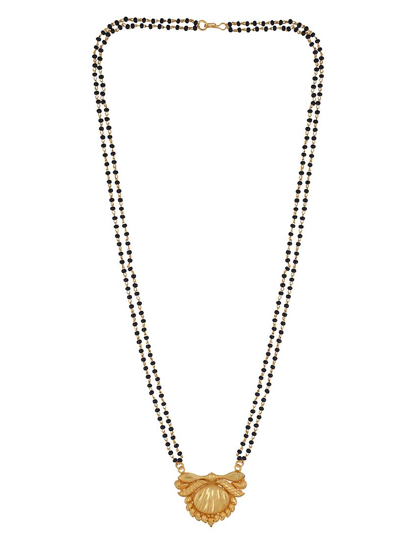 elegant black beaded mangalsutra with gold pendant - 21674025 -  Standard Image - 1