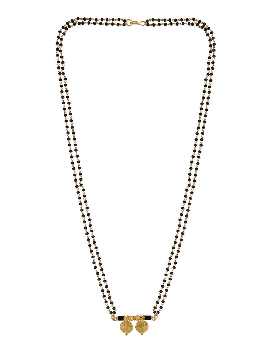 elegant black beaded mangalsutra with gold pendant - 21674026 - Standard Image - 1