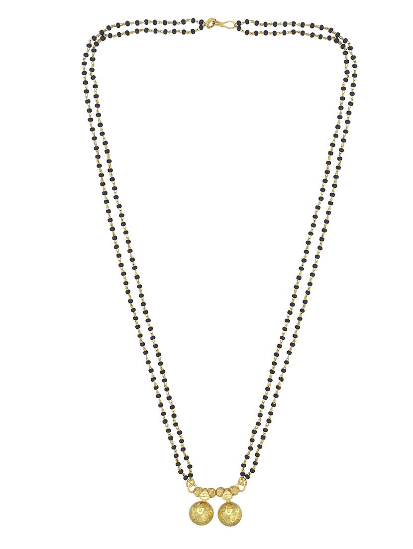 elegant black beaded mangalsutra with gold pendant - 21674027 - Standard Image - 1
