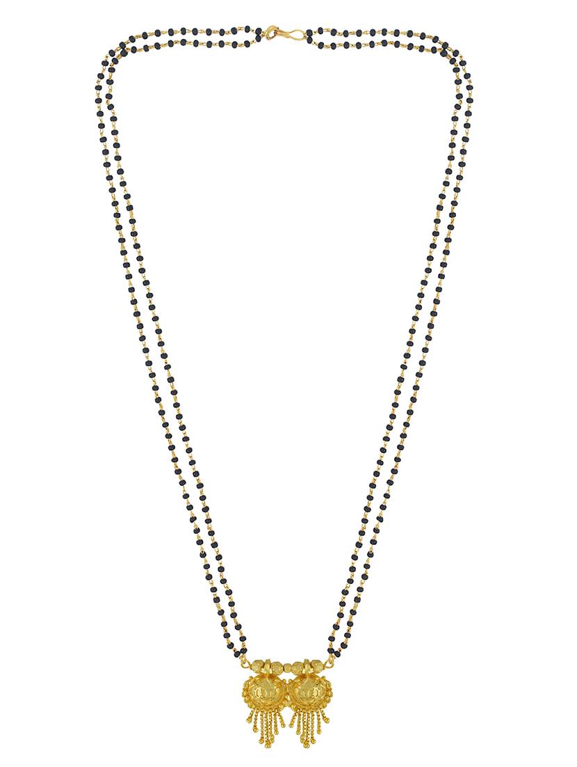 elegant black beaded mangalsutra with gold pendant - 21674029 -  Standard Image - 1