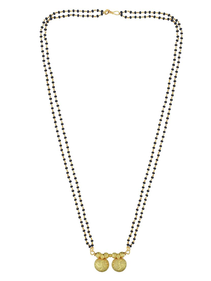 elegant black beaded mangalsutra with gold pendant - 21674030 - Standard Image - 1
