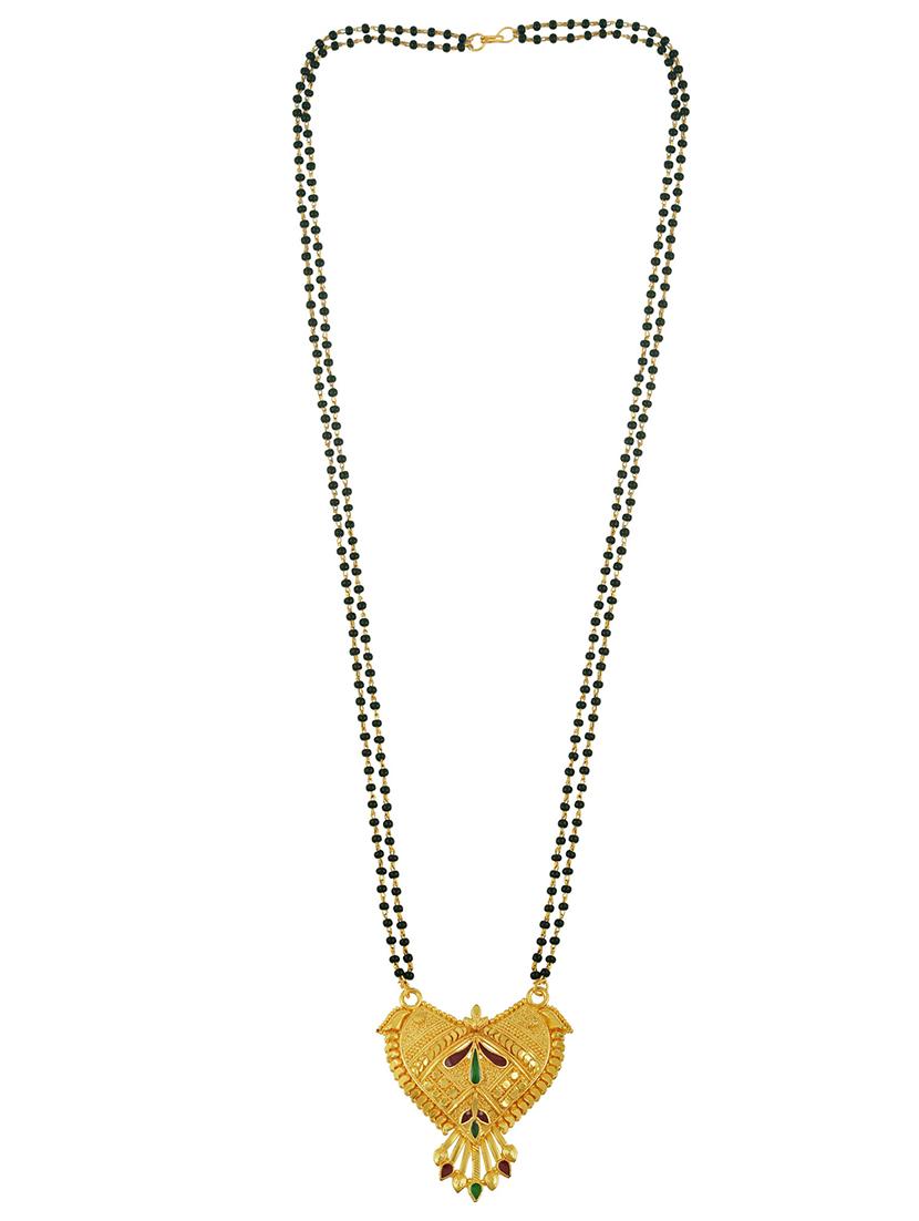 elegant black beaded mangalsutra with gold pendant - 21674036 -  Standard Image - 1