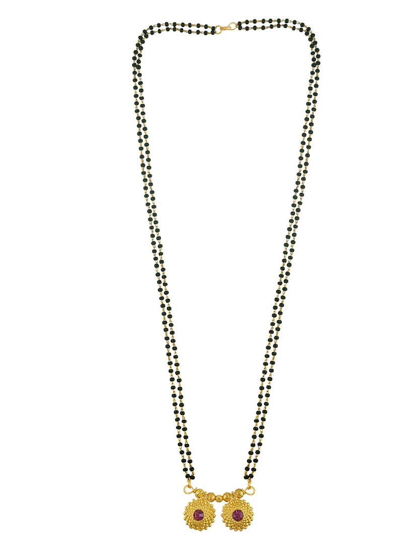 elegant black beaded mangalsutra with gold pendant - 21674037 -  Standard Image - 1