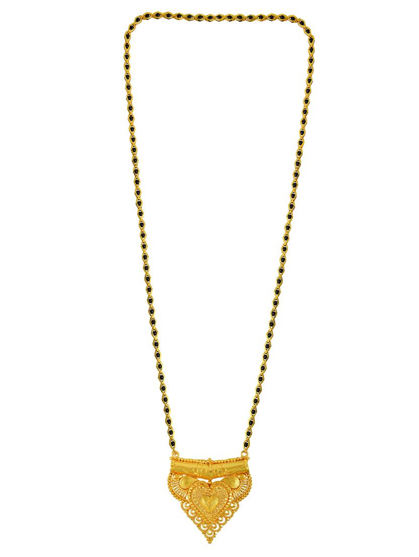 elegant black beaded mangalsutra with gold pendant - 21674040 - Standard Image - 1