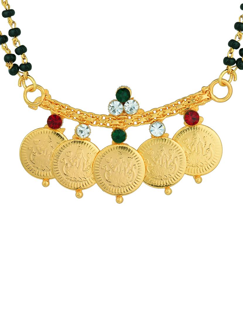 elegant black beaded mangalsutra with gold pendant - 21674044 - Standard Image - 1