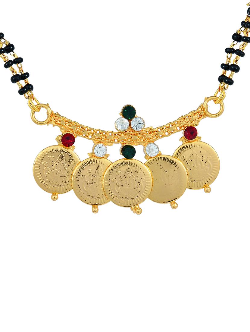 elegant black beaded mangalsutra with gold pendant - 21674045 -  Standard Image - 1
