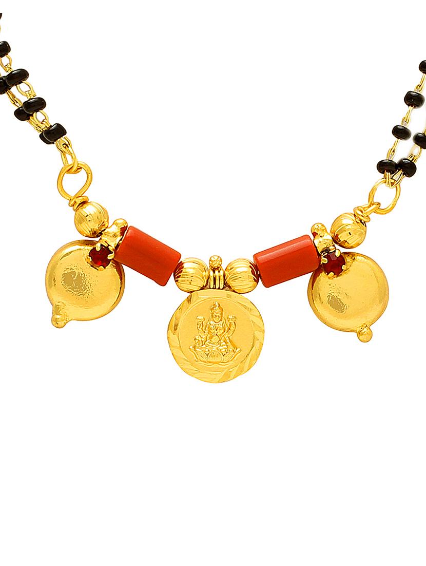 elegant black beaded mangalsutra with gold pendant - 21674046 - Standard Image - 1
