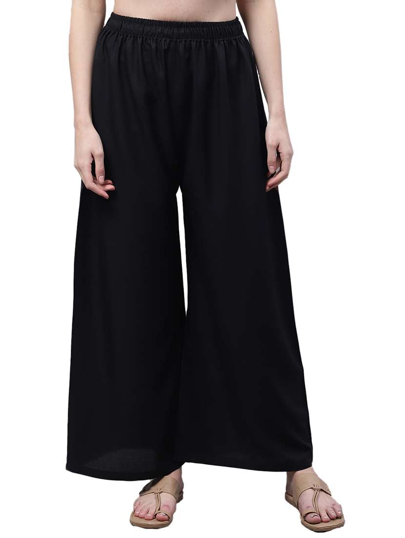 women solid straight fit palazzo