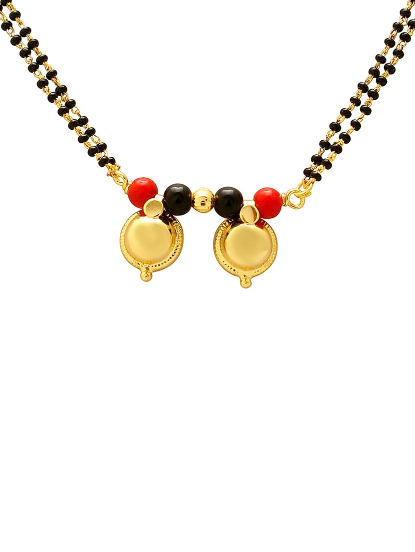 elegant black beaded mangalsutra with gold pendant - 21674071 -  Standard Image - 1