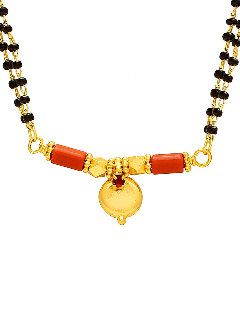 elegant black beaded mangalsutra with gold pendant - 21674075 - Standard Image - 1