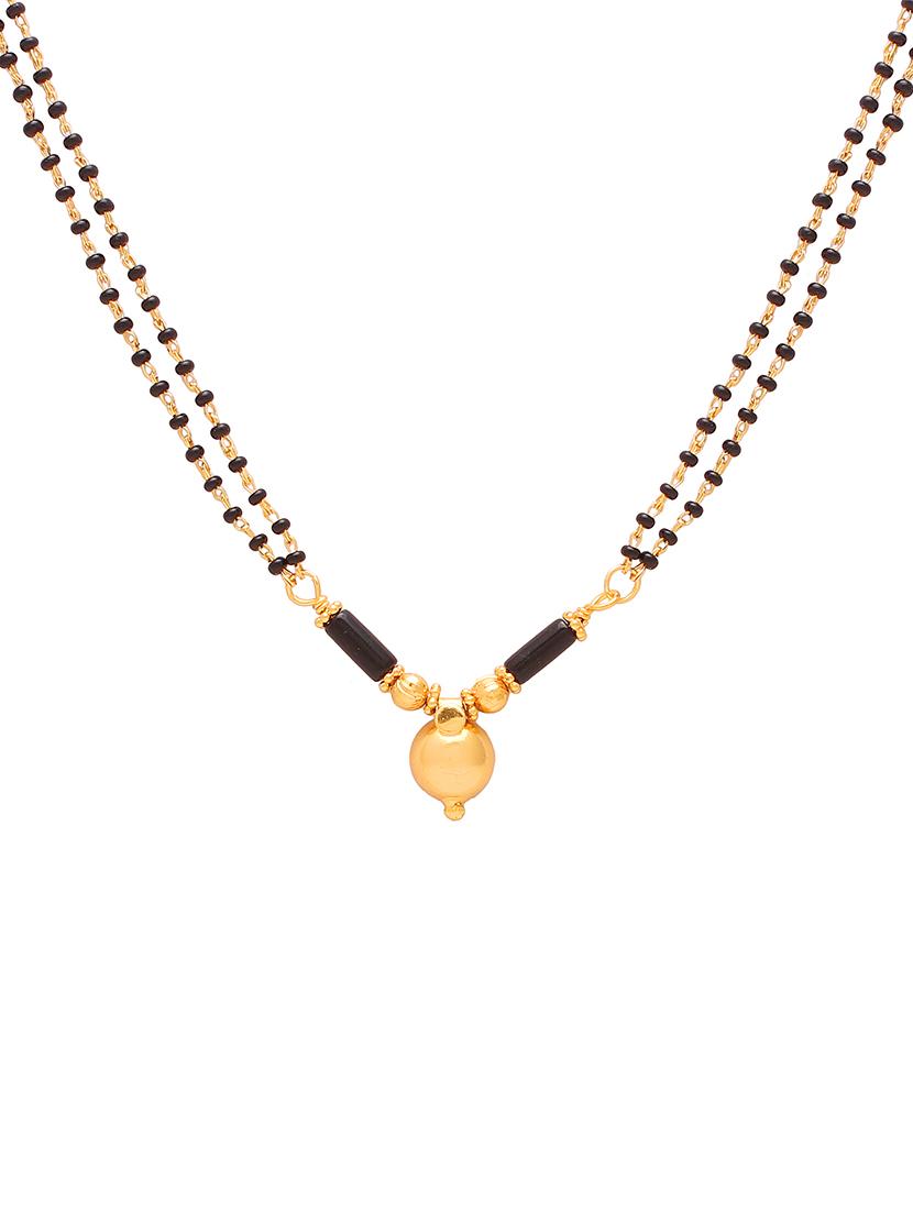 elegant black beaded mangalsutra with gold pendant - 21674076 -  Standard Image - 1
