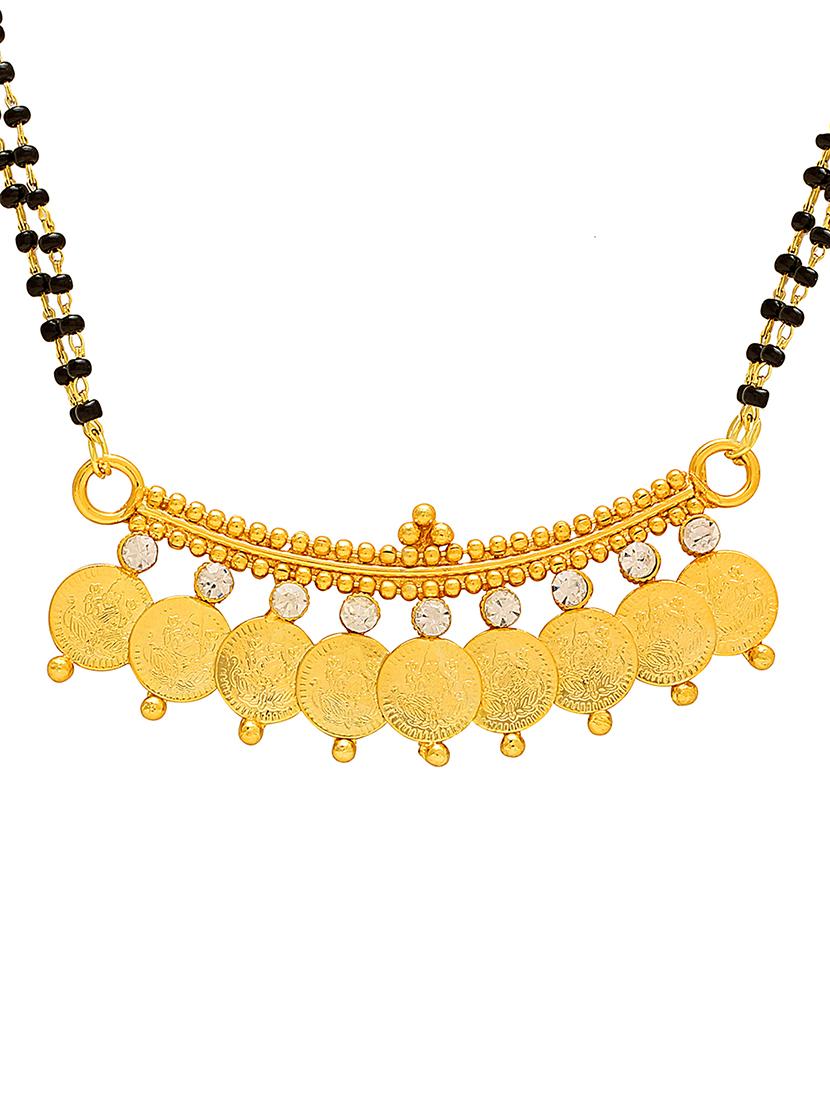 elegant black beaded mangalsutra with gold pendant - 21674309 - Standard Image - 1