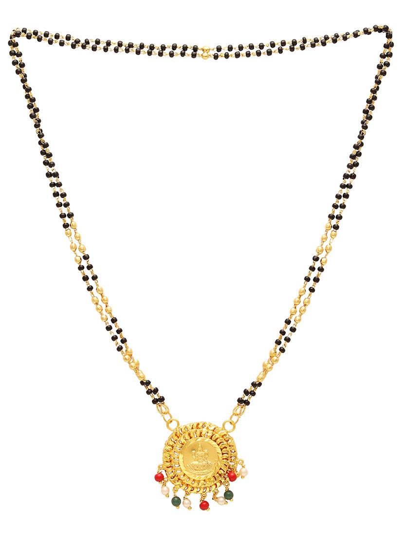 elegant black beaded mangalsutra with gold pendant - 21674310 -  Standard Image - 1