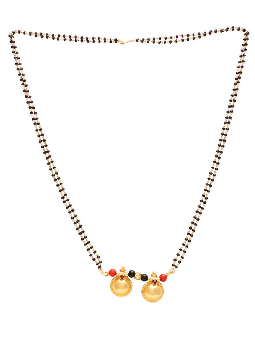 elegant black beaded mangalsutra with gold pendant - 21674311 -  Standard Image - 1
