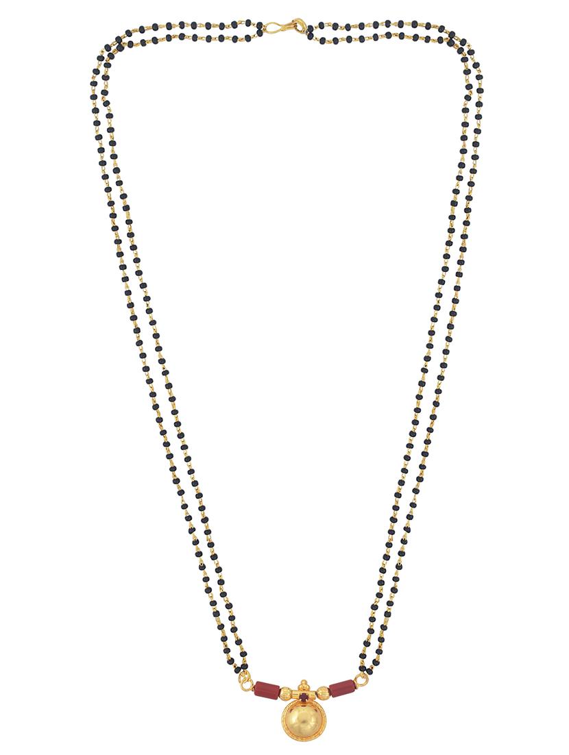 elegant black beaded mangalsutra with gold pendant - 21674312 -  Standard Image - 1