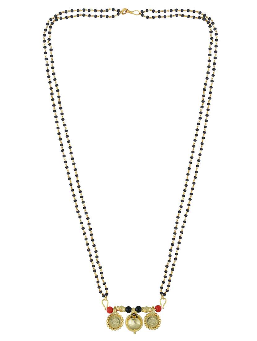 elegant black beaded mangalsutra with gold pendant - 21674314 -  Standard Image - 1