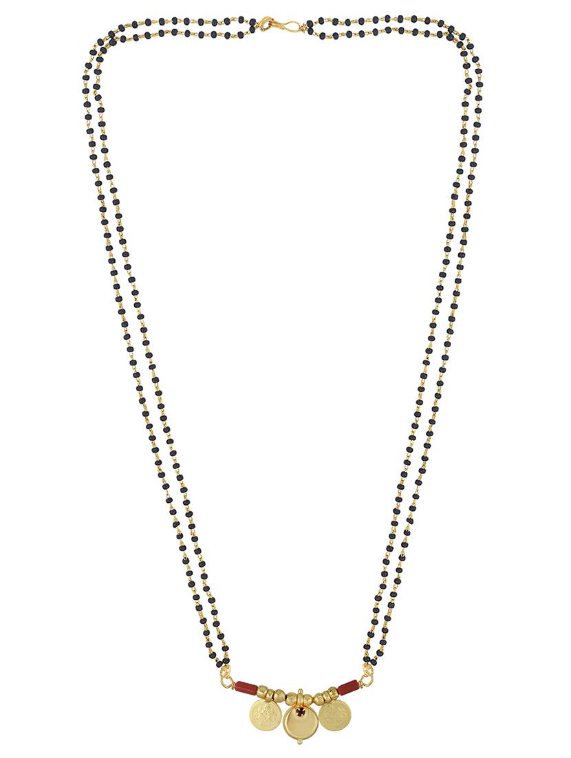 elegant black beaded mangalsutra with gold pendant - 21674315 -  Standard Image - 1
