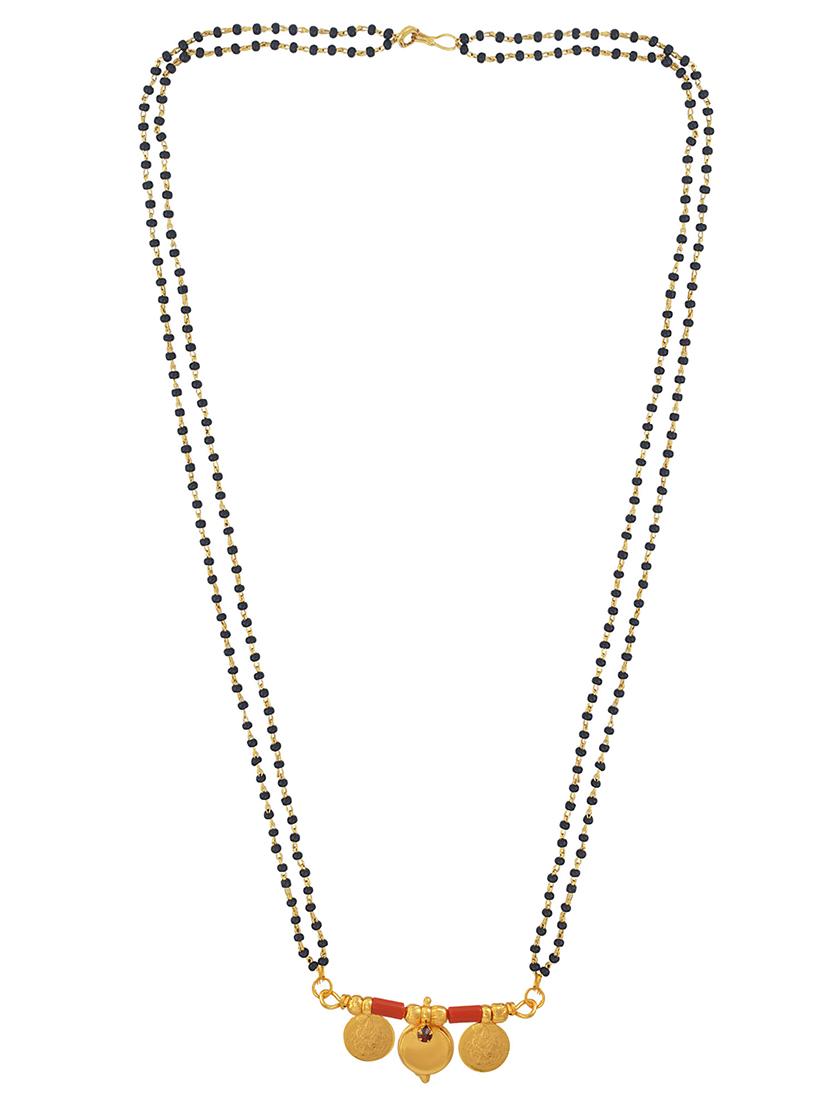 elegant black beaded mangalsutra with gold pendant - 21674319 -  Standard Image - 1