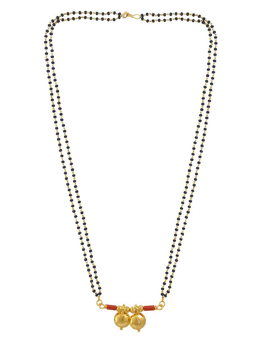 elegant black beaded mangalsutra with gold pendant - 21674320 - Standard Image - 1