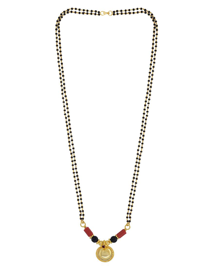 elegant black beaded mangalsutra with gold pendant - 21674321 -  Standard Image - 1