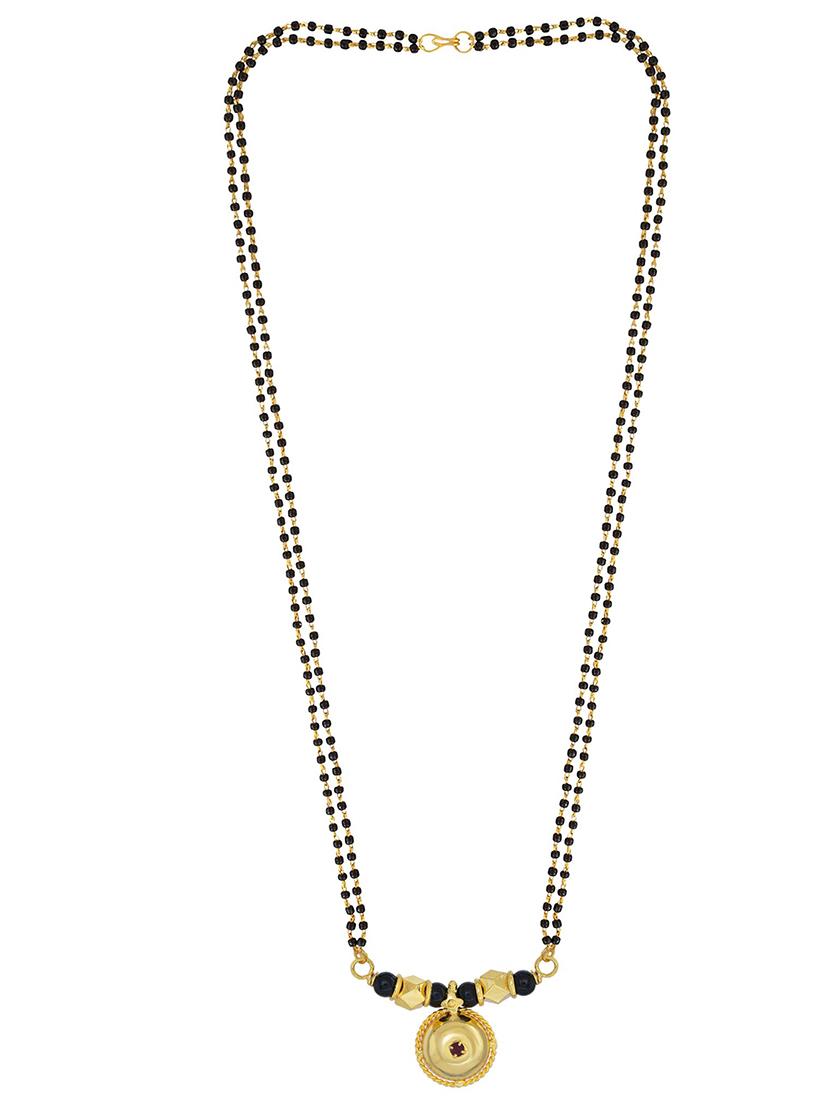 elegant black beaded mangalsutra with gold pendant - 21674322 - Standard Image - 1