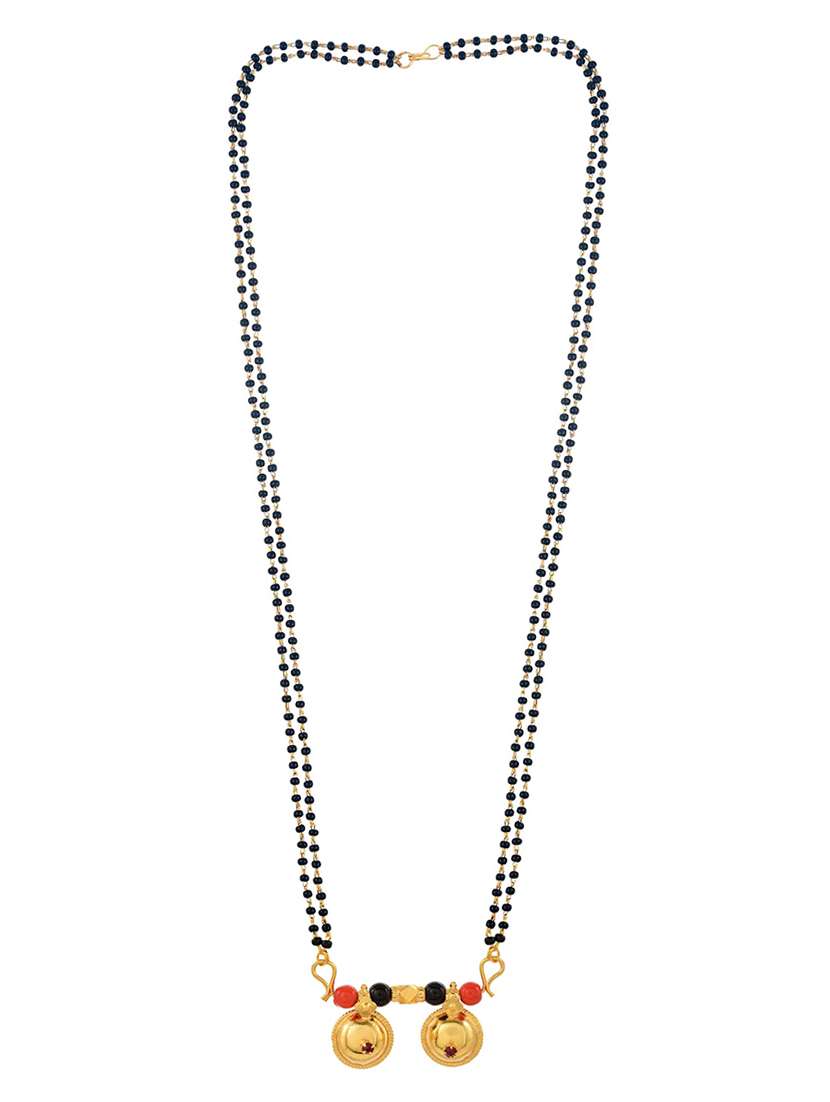 elegant black beaded mangalsutra with gold pendant - 21674324 -  Standard Image - 1