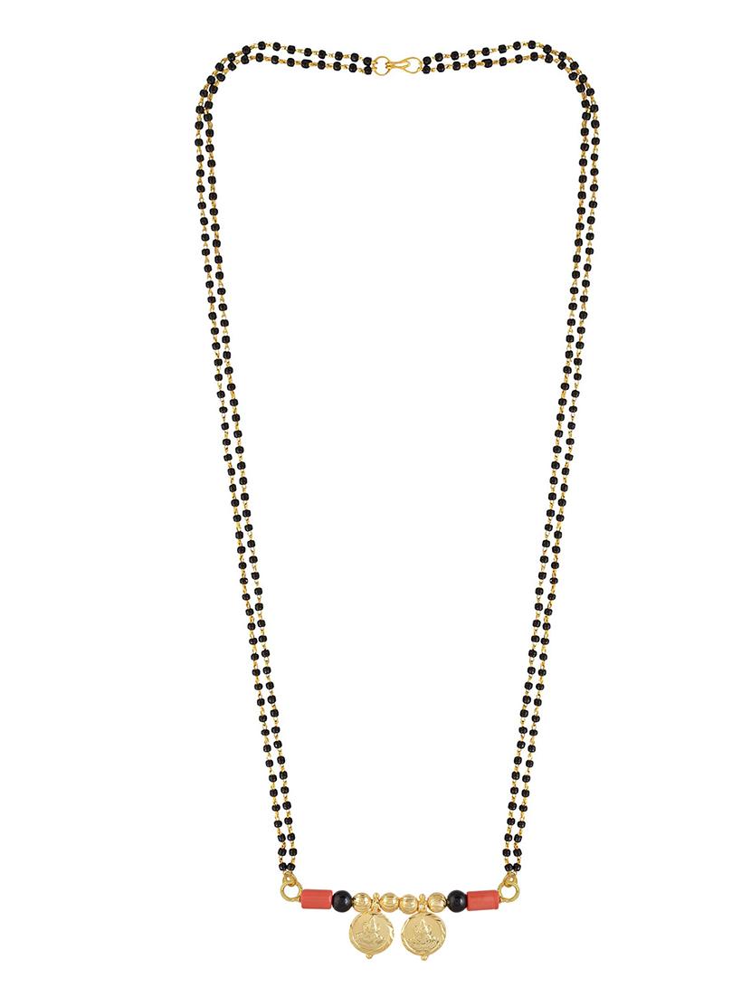 elegant black beaded mangalsutra with gold pendant - 21674326 - Standard Image - 1