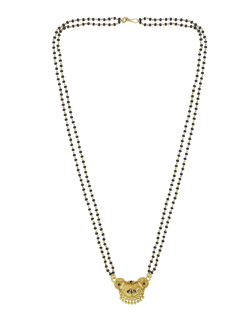 elegant black beaded mangalsutra with gold pendant - 21674328 - Standard Image - 1