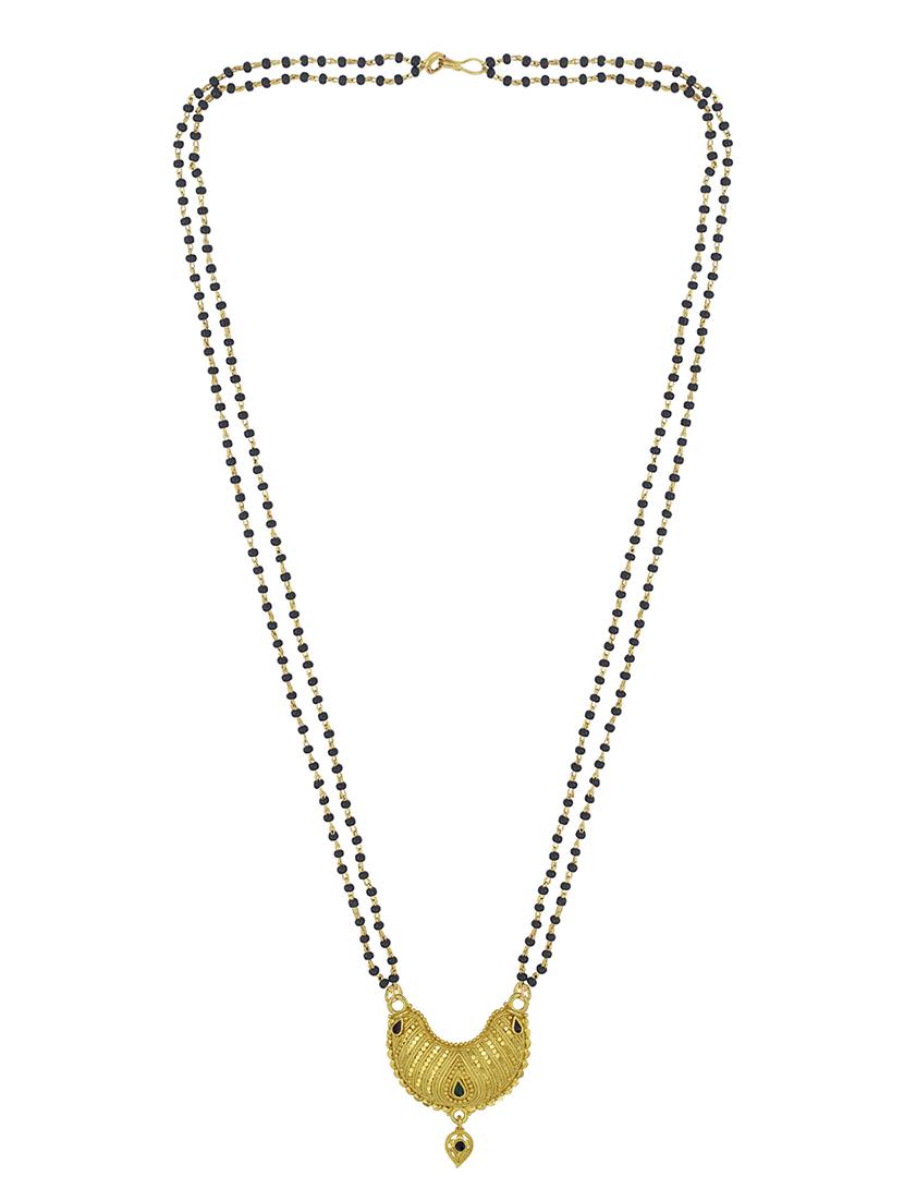 elegant black beaded mangalsutra with gold pendant - 21674329 - Standard Image - 1