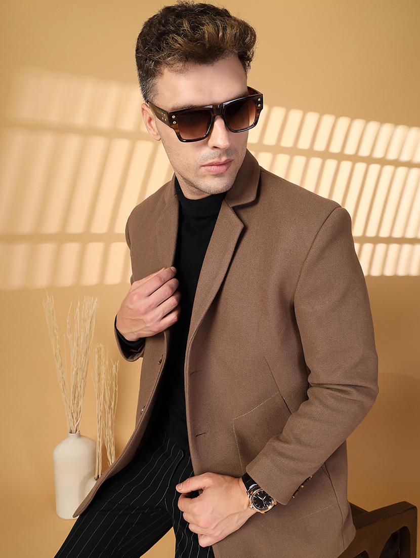 men long sleeves solid regular coat - 21674399 - Standard Image - 1