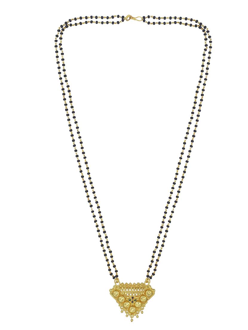 elegant black beaded mangalsutra with gold pendant - 21674495 - Standard Image - 1