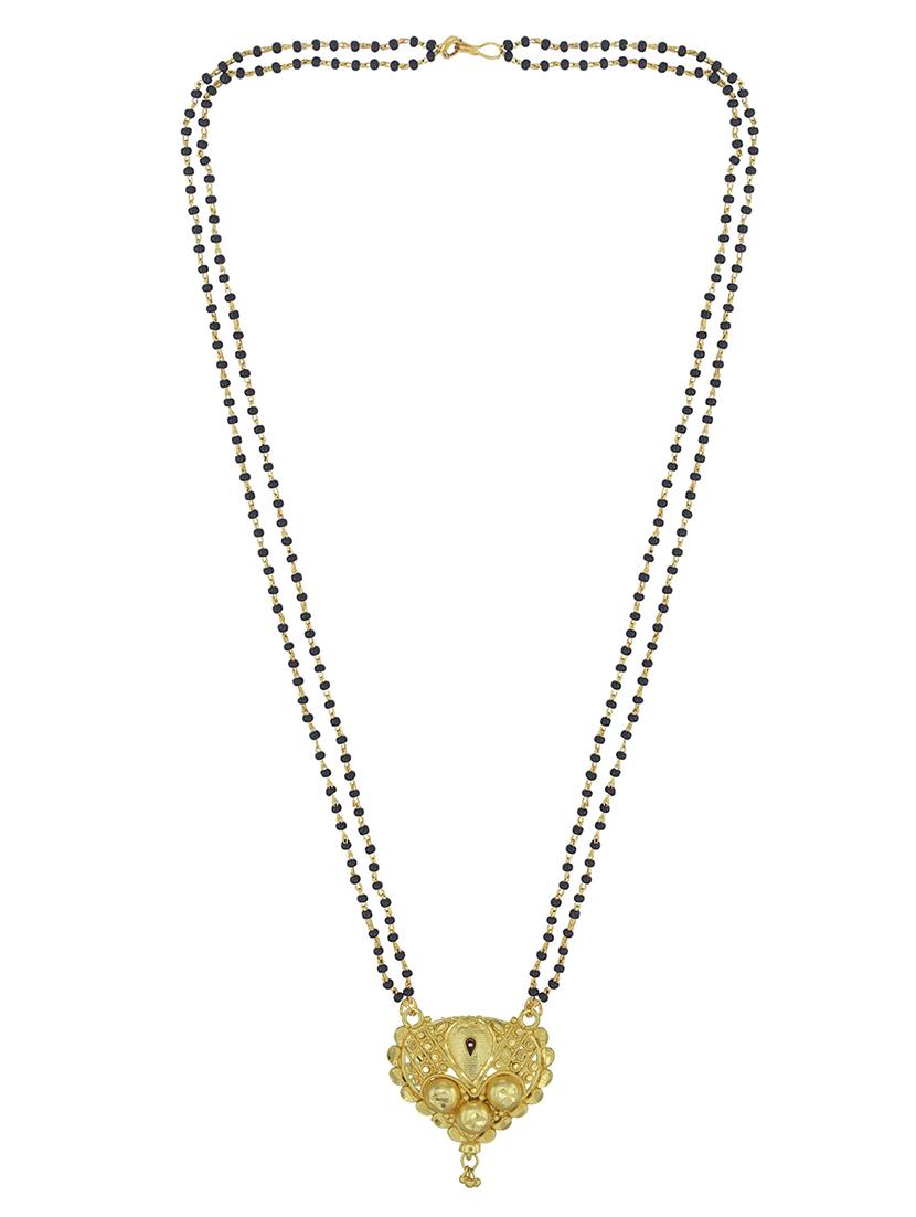 elegant black beaded mangalsutra with gold pendant - 21674496 - Standard Image - 1
