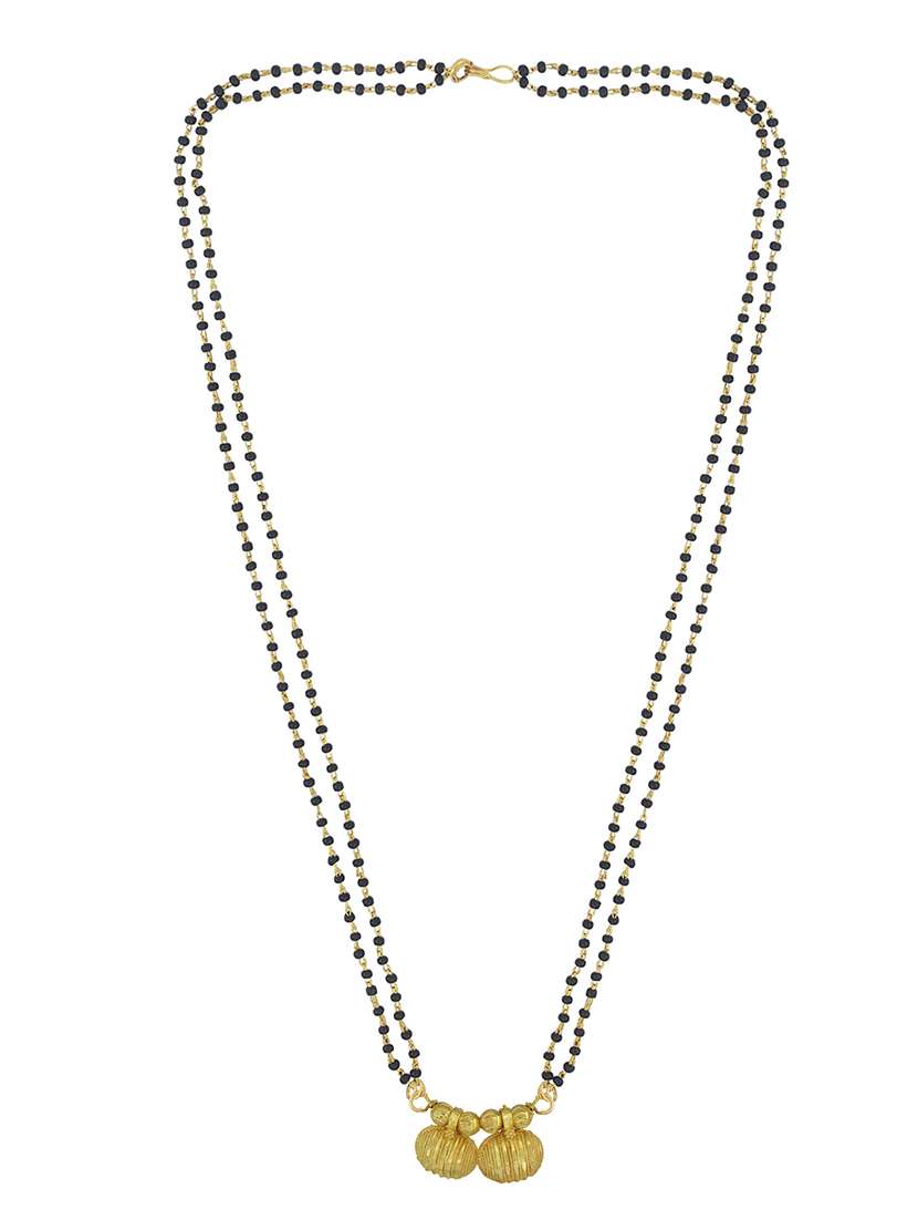 elegant black beaded mangalsutra with gold pendant - 21674497 -  Standard Image - 1