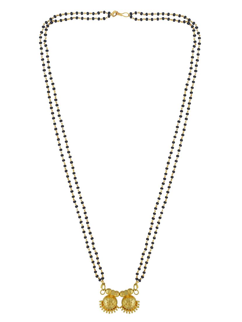 elegant black beaded mangalsutra with gold pendant - 21674498 - Standard Image - 1