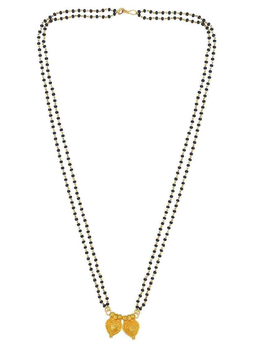 elegant black beaded mangalsutra with gold pendant - 21674499 - Standard Image - 1