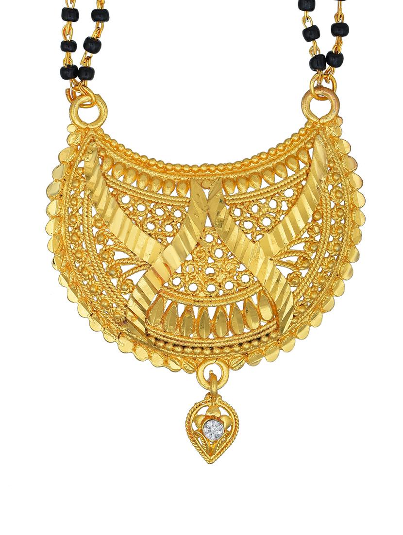 elegant black beaded mangalsutra with gold pendant - 21674500 - Standard Image - 1