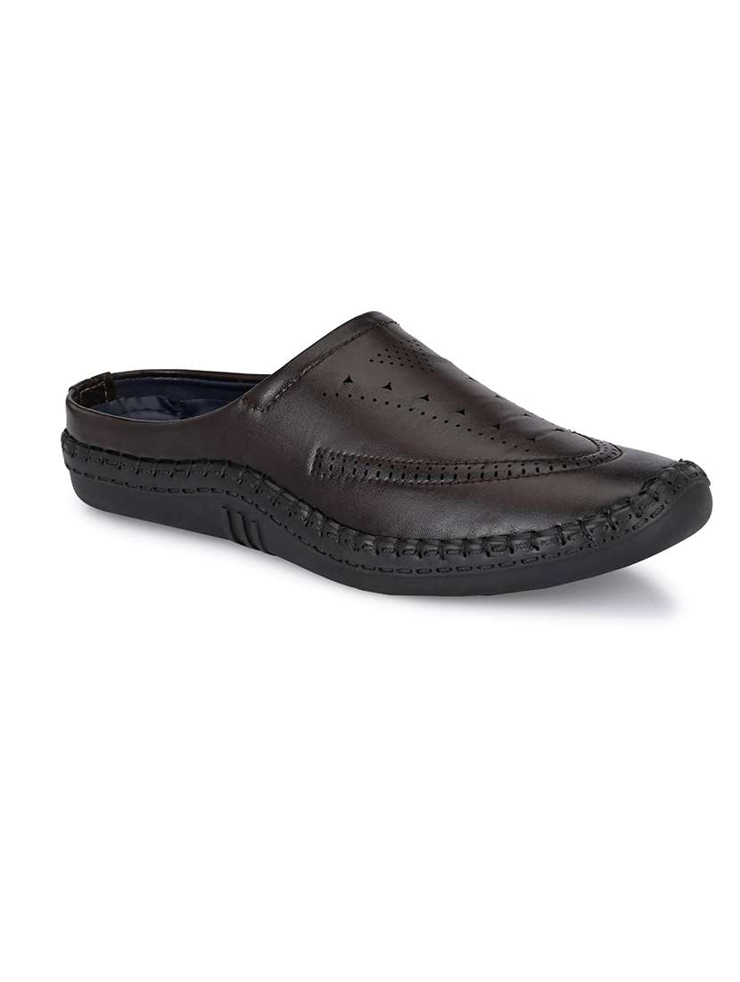 men brown slip on mules